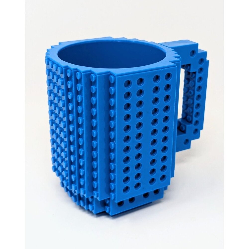 Think Geek Build-On Brick Mug Blue Compatible With Lego Blocks 12 Ounces - VG